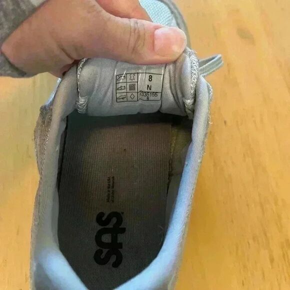 SAS women’s tour leather and mesh comfort shoe 8N silver grey vacation walking - Picture 6 of 6